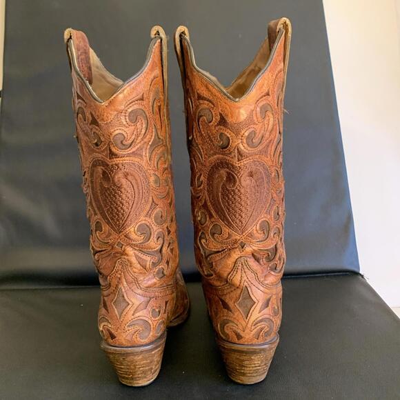 Corral Boots Western Heart Embroidery Zipper Women’s Size 6.5 M - Picture 4 of 9